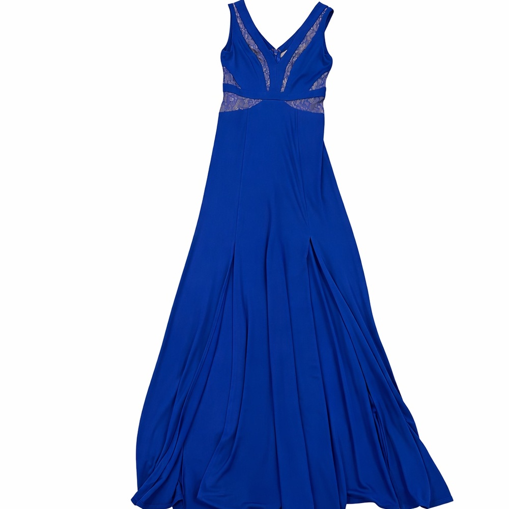 BCBG Max Azria Petite Size 6 Royal Blue Lace Maxi Dress